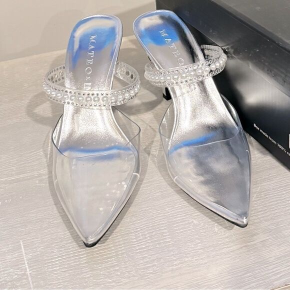 MATEO BY INC Clear Cindy Pointy Toe Stiletto Heeled pumps Mules Shoes 5.5 M - Picture 8 of 11